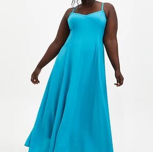 Teal Challis Trapeze Maxi Dress